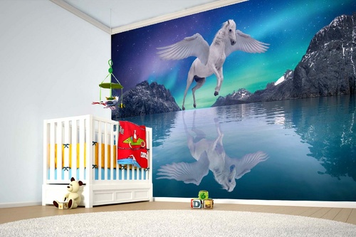 Vlies Fototapete - Pegasus und See 375 x 250 cm
